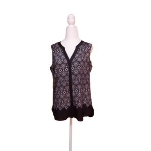 new york company blouse S Sleeveless Button Front Black White. Dimension…